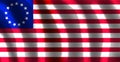 The & x22;Betsy Ross& x22; flag of usa with waves